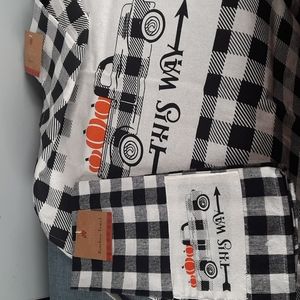 Fall Thanksgiving Apron Kitchen Dish Towel Set Cook Chef Holiday Feast Gift